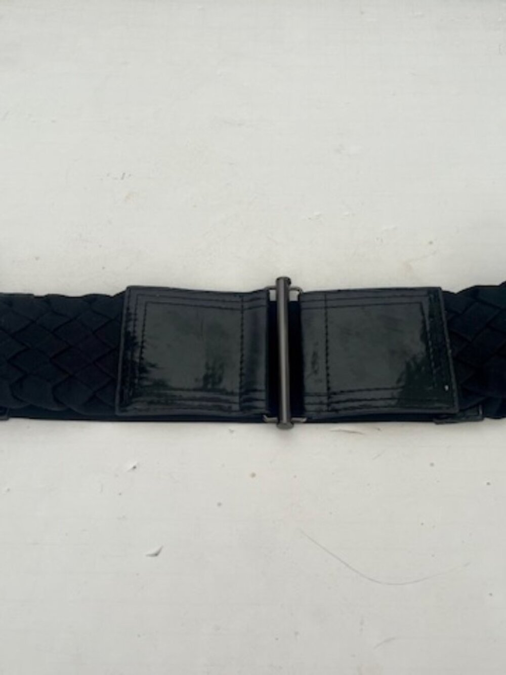 Black Bebe leather elastic stretch broad belt